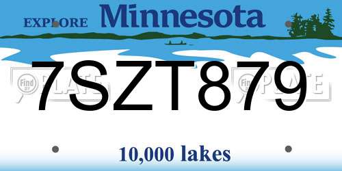 7SZT879 Minnesota License Plate