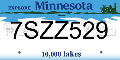 7SZZ529 Minnesota License Plate