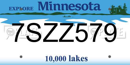 7SZZ579 Minnesota License Plate