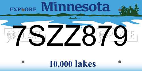 7SZZ879 Minnesota License Plate