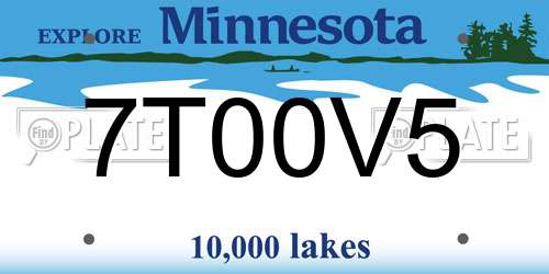 7T00V5 Minnesota License Plate