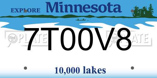7T00V8 Minnesota License Plate