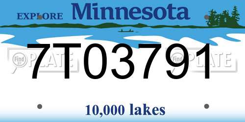 7T03791 Minnesota License Plate