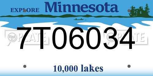7T06034 Minnesota License Plate