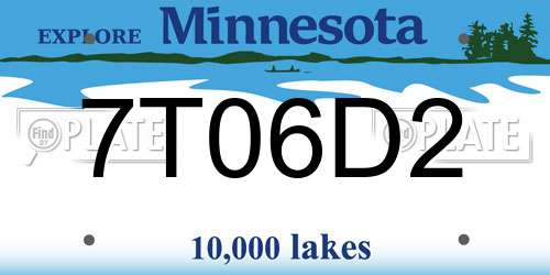 7T06D2 Minnesota License Plate