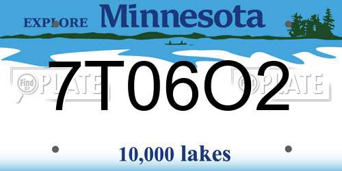 7T06O2 Minnesota License Plate