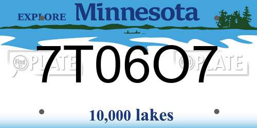 7T06O7 Minnesota License Plate