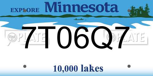 7T06Q7 Minnesota License Plate