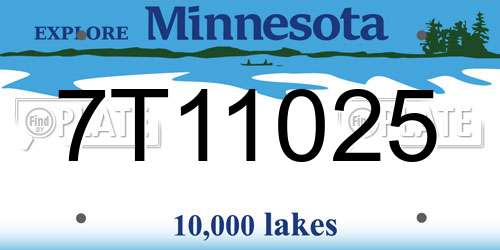 7T11025 Minnesota License Plate