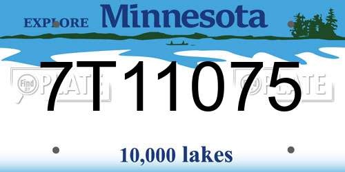 7T11075 Minnesota License Plate
