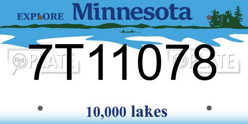 7T11078 Minnesota License Plate