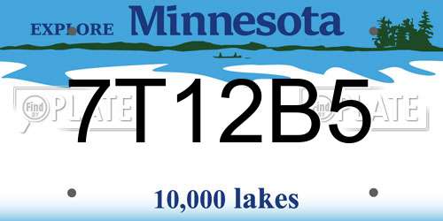 7T12B5 Minnesota License Plate