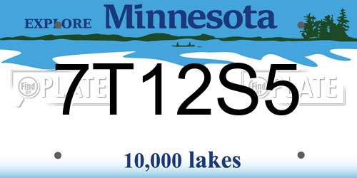 7T12S5 Minnesota License Plate