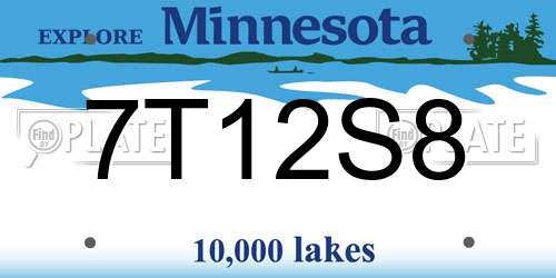 7T12S8 Minnesota License Plate