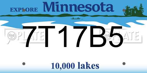 7T17B5 Minnesota License Plate