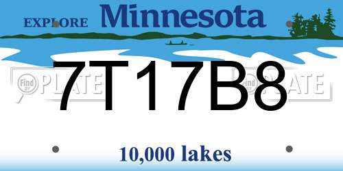 7T17B8 Minnesota License Plate