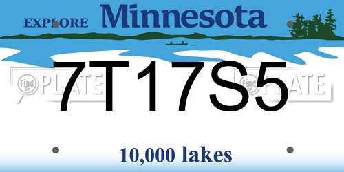 7T17S5 Minnesota License Plate