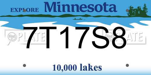 7T17S8 Minnesota License Plate