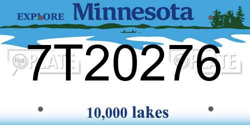 7T20276 Minnesota License Plate