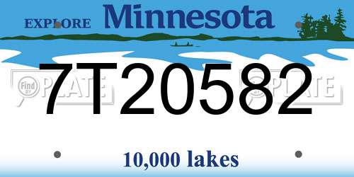 7T20582 Minnesota License Plate