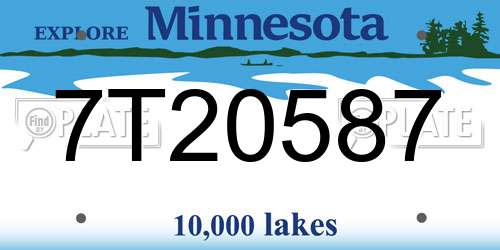 7T20587 Minnesota License Plate