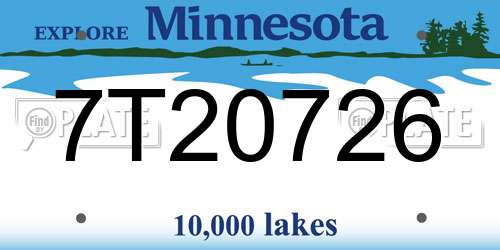 7T20726 Minnesota License Plate