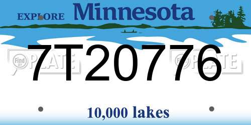 7T20776 Minnesota License Plate