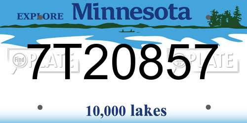 7T20857 Minnesota License Plate
