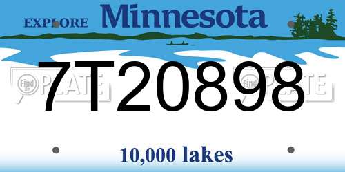 7T20898 Minnesota License Plate
