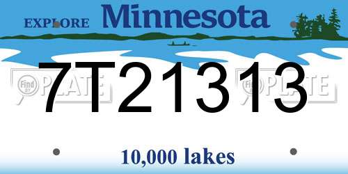 7T21313 Minnesota License Plate
