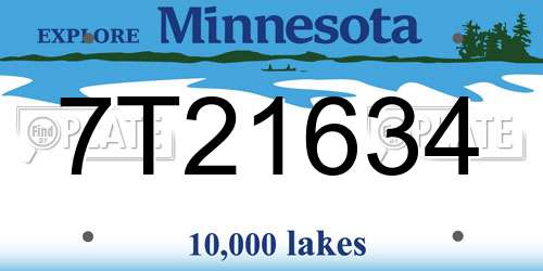 7T21634 Minnesota License Plate