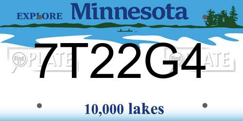 7T22G4 Minnesota License Plate