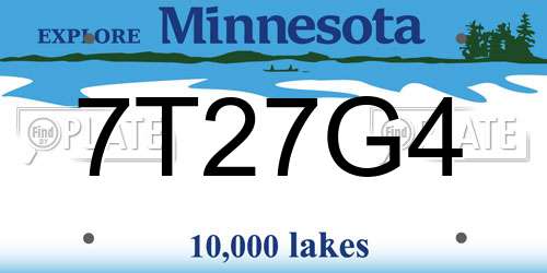 7T27G4 Minnesota License Plate