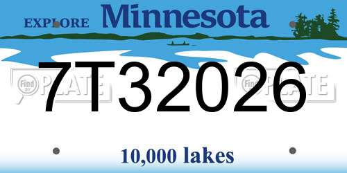 7T32026 Minnesota License Plate