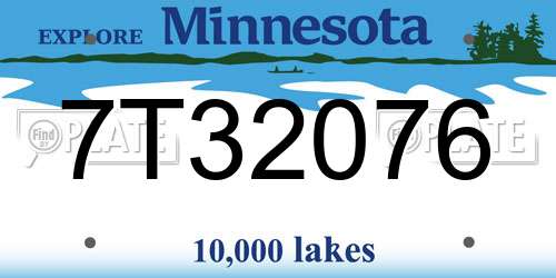 7T32076 Minnesota License Plate