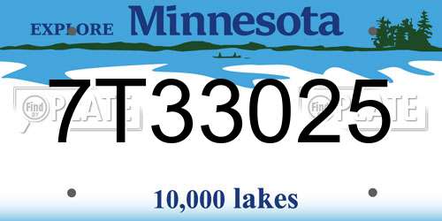 7T33025 Minnesota License Plate