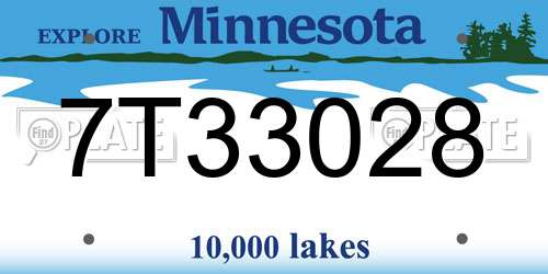 7T33028 Minnesota License Plate