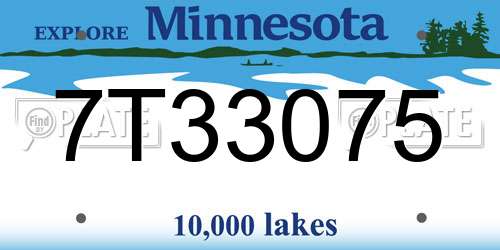 7T33075 Minnesota License Plate