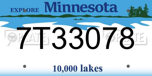 7T33078 Minnesota License Plate