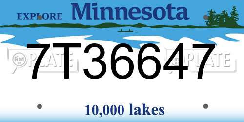 7T36647 Minnesota License Plate
