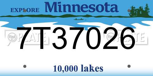 7T37026 Minnesota License Plate
