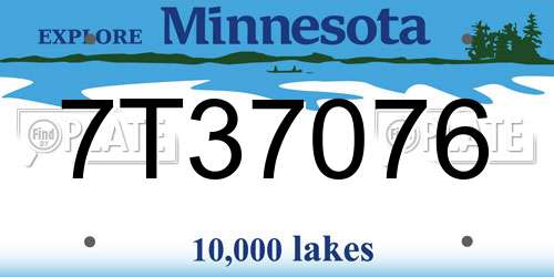 7T37076 Minnesota License Plate
