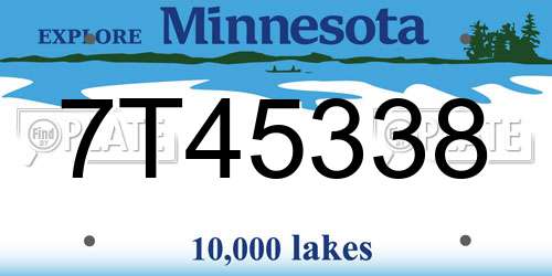 7T45338 Minnesota License Plate
