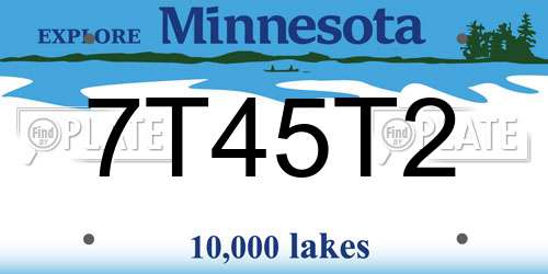 7T45T2 Minnesota License Plate