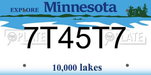 7T45T7 Minnesota License Plate