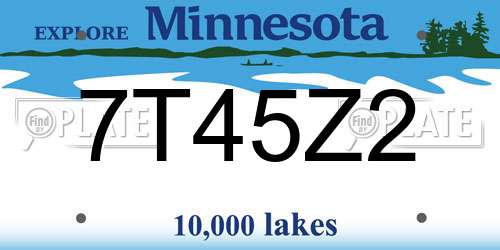 7T45Z2 Minnesota License Plate
