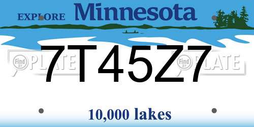 7T45Z7 Minnesota License Plate