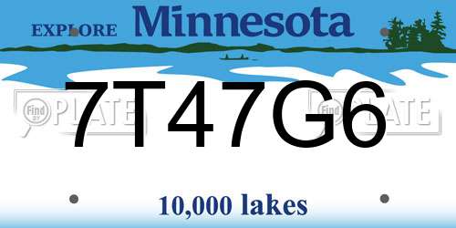 7T47G6 Minnesota License Plate
