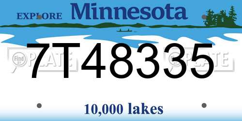 7T48335 Minnesota License Plate