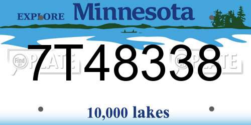 7T48338 Minnesota License Plate